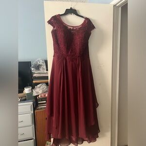 Lace Appliques Mother of The Bride Dress Gown Short Sleeve Chiffon Ruffle